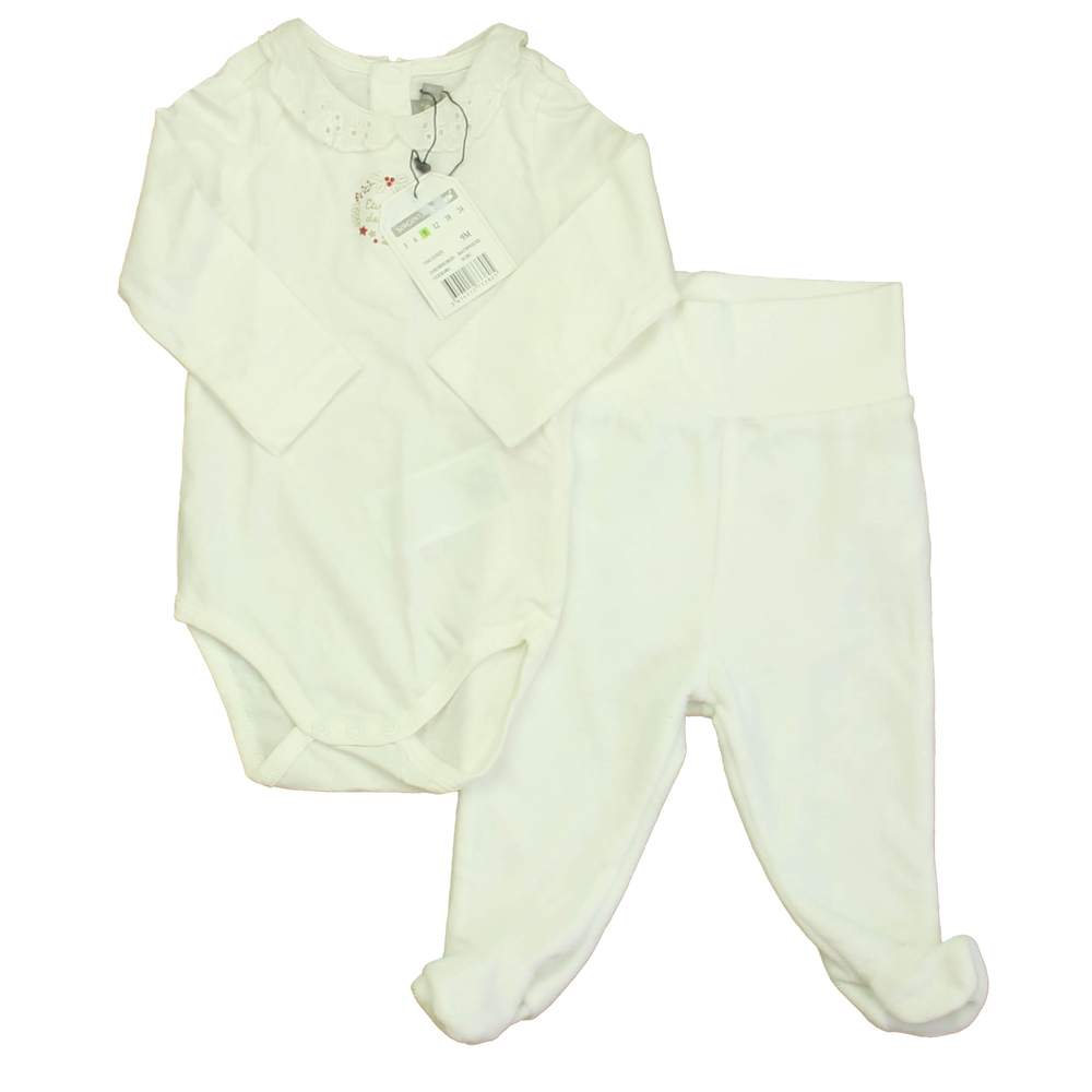 Sergent Major Girls Ivory Noel Apparel Sets size: 6-9 Months